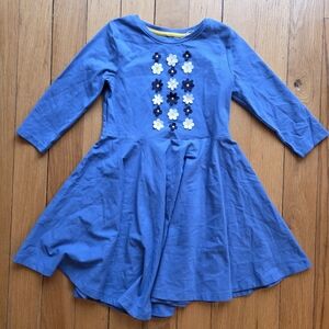Mini Boden Blue Dress with Floral Accents Size 6/7
